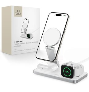 Ładowarka indukcyjna TECH-PROTECT QI15W-A47 3w1  Biały Qi MagSafe