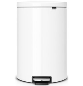 Kosz na śmieci z pedałem BRABANTIA 485244 FlatBack cichy domyk, wyjmowane wiadro, stal 40L Biały