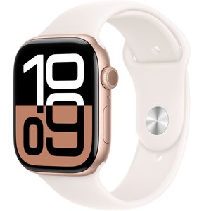 Apple Watch 10 GPS 46mm koperta z aluminium (różowe złoto) + pasek sportowy rozmiar S/M (łagodny róż)