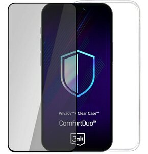 Etui 3MK ComfortDuo Privacy do Apple iPhone 16e Przezroczysty + szkło hartowane