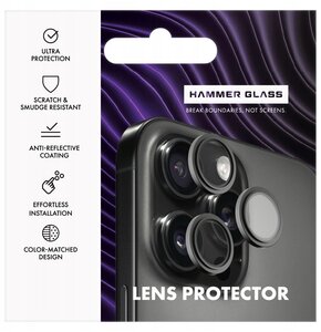 Szkło hartowane na obiektyw HAMMER GLASS Lens Protector do Apple iPhone 16e Czarny