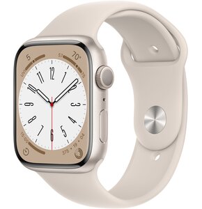 Apple Watch 8 GPS 45mm koperta z aluminium (księżycowa poświata) + pasek sportowy (księżycowa poświata)