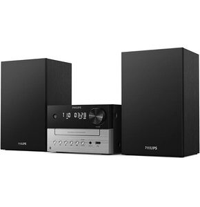 Wieża PHILIPS TAM3205M 12 Czarna, Odtw.CD, BT, Tuner DAB+, FM, Wejście USB, 2-drożny system głośnikowy Bass Reflex