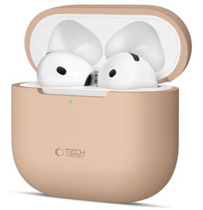 Etui na słuchawki TECH-PROTECT Silicone do Apple Airpods 4 Beżowy