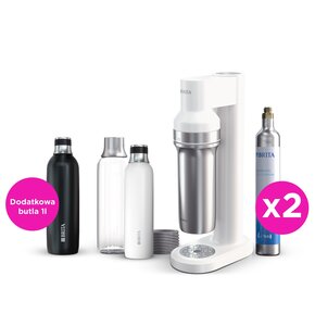 Saturator BRITA SodaTrio Biały z dwoma nabojami + dodatkowa butelka 1L