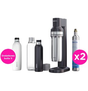 Saturator BRITA SodaTrio Czarny z dwoma nabojami + dodatkowa butelka 1L