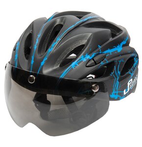 Kask rowerowy URBAN PRIME UP-HLM-EBK-BB Czarno-niebieski MTB (rozmiar L) + Magnetyczne okulary przeciwsłoneczne