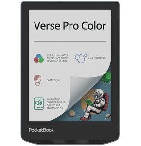 Czytnik e-booków POCKETBOOK Verse Pro Color 6", Podświetlany ekran, Wi-Fi, Bez reklam