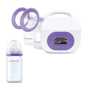 Laktator LANSINOH Podwójny elektryczny zasilaniem akumulatorowym + Butelka LANSINOH mOmma 160 ml