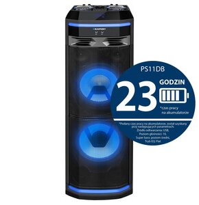 Power Audio BLAUPUNKT PS11DB, 1200W, Bluetooth, Bateria 23 godziny, Dwa bezprzewodowe mikrofony w zestawie, Tuner FM