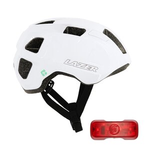 Kask rowerowy LAZER Vandal KinetiCore Biały Miejski (rozmiar M/L) + Lampka rowerowa LAZER LED Uniwersalna PLZ2227891238