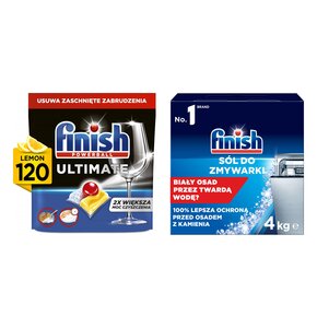 Kapsułki do zmywarki FINISH Powerball Ultimate All in 1 Lemon - 120 szt. + Sól do zmywarek FINISH 4 kg