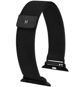 Pasek HIRSCH Milanaise do Apple Watch 42/44/45/46/49mm Czarny + Adapter
