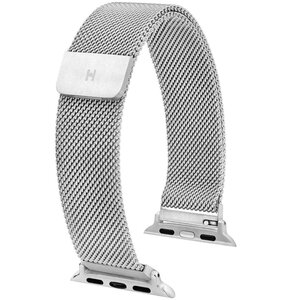 Pasek HIRSCH Milanaise do Apple Watch 38/40/41mm Srebrny + Adapter