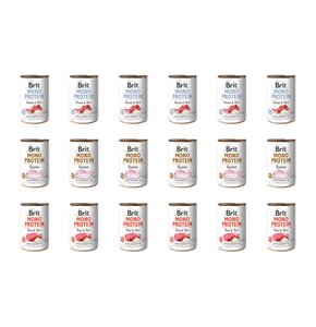 Karma dla psa BRIT Mix smaków Mono Protein Jagnięcina z ryżem, Królik, Wołowina z ryżem 18 x 400 g