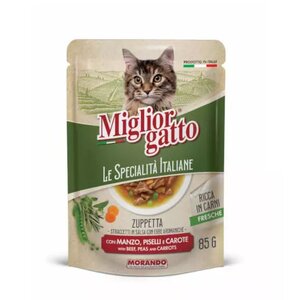 Karma dla kota MORANDO Miglior Gatto Wołowina z groszkiem i marchewką 85 g