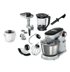 Robot kuchenny planetarny BOSCH MUM9B34S27 Optimum 1400W z maszynką do mięsa i blenderem kielichowym + Przystawka do lodów BOSCH MUZ9EB1