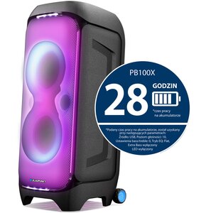 Power Audio BLAUPUNKT PB100X, 500W, Bluetooth, Bateria 28 godzin, Tuner FM, Tryb EXTREME BASS, USB C, Dedykowana aplikacja