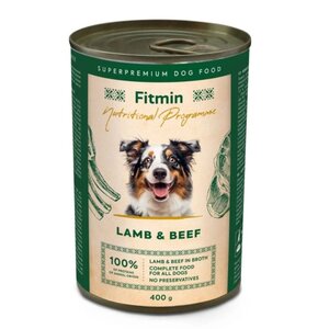 Karma dla psa FITMIN z wołowiną i jagnięciną 400 g