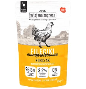 Karma dla kota WIEJSKA ZAGRODA Monoproteinowa Fileciki Kurczak 85 g