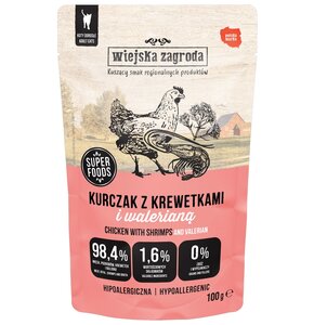 Karma dla kota WIEJSKA ZAGRODA Kurczak z krewetkami i walerianą 100 g