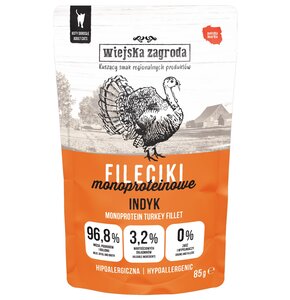 Karma dla kota WIEJSKA ZAGRODA Monoproteinowa Fileciki Indyk 85 g