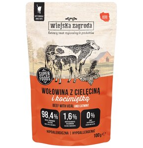 Karma dla kota WIEJSKA ZAGRODA Wołowina z cielęciną i kocimiętką 100 g