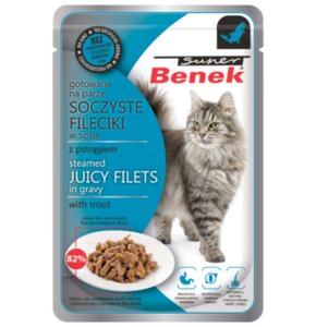 Karma dla kota SUPER BENEK Adult Fileciki w sosie z pstrągiem 85 g