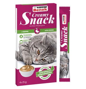 Przysmak dla kota SUPER BENEK Creamy Snack z gęsiną (4 x 15 g)