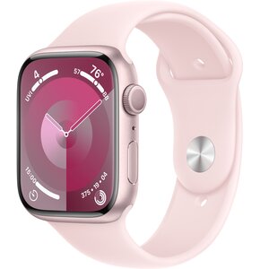 Apple Watch 9 GPS 45mm koperta z aluminium (różowy) + pasek sportowy M/L (różowy)
