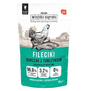 Karma dla kota WIEJSKA ZAGRODA Adult Fileciki Kurczak z tuńczykiem 85 g