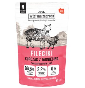 Karma dla kota WIEJSKA ZAGRODA Adult Fileciki Kurczak z jagnięciną 85 g