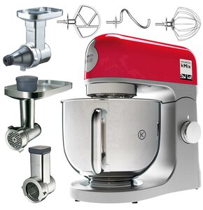 Robot kuchenny planetarny KENWOOD KMX750RD 1000 W z maszynką do mięsa, szatkownicą i przecierakiem owoców