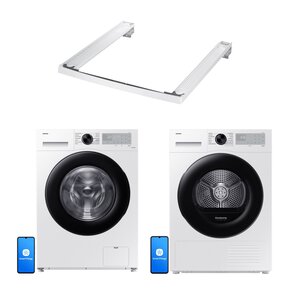 Pralka SAMSUNG WW80CGC04DAH AI Energy EcoBubble 8kg 1400 obr + Suszarka SAMSUNG DV5000D DV90DG52A0AH z pompą ciepła Optimal Dry + Łącznik SAMSUNG SKK-5EW