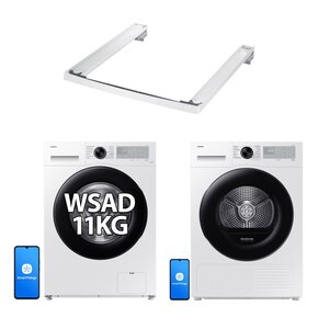 Pralka SAMSUNG WW11DG5B25AHEO AI EcoBubble 11kg 1400 obr + Suszarka SAMSUNG DV5000D DV90DG52A0AH z pompą ciepła Optimal Dry + Łącznik SAMSUNG SKK-5EW