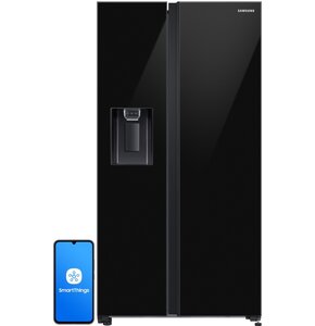 Lodówka SAMSUNG RS65DG54R32CEO Side by Side AI No Frost 178cm Czarne szkło Podajnik wody Kostkarka