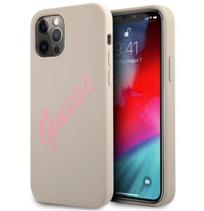 Etui GUESS Silicone Vintage do Apple iPhone 12 Pro Max Szaro-różowy