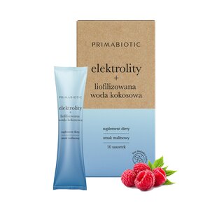 Elektrolity PRIMABIOTIC Liofilizowana woda kokosowa Malinowy (10 x 6 g)
