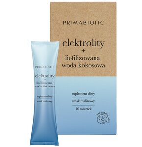 Elektrolity PRIMABIOTIC Liofilizowana woda kokosowa Malinowy (10 x 6 g)