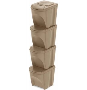 Kosz na śmieci PROSPERPLAST Sortibox SET4 25L Beżowy