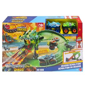 Tor Hot Wheels Monster Trucks Rekiny vs Dinozaury Smoczy wyścig JFR06