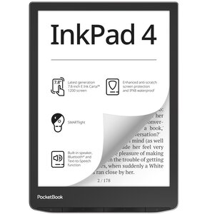 Czytnik e-booków POCKETBOOK 743 InkPad 4 7.8", Podświetlany ekran, Wi-Fi, Bez reklam Srebrny