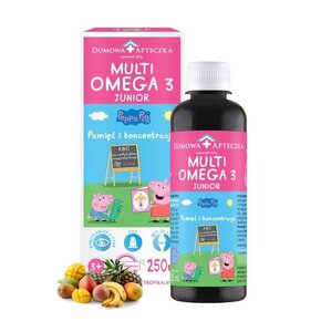 Kompleks witamin i minerałów DOMOWA APTECZKA Multi Omega 3 Junior Świnka Peppa Owoce tropikalne (250 ml)