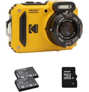Aparat KODAK WPZ2 Żółty + 2 baterie + karta pamięci 16GB, 16.3Mpix, 4x zoom optyczny