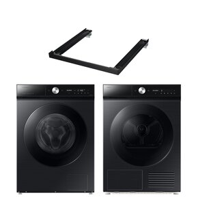 Pralka SAMSUNG BESPOKE AI WW11DB8B95GB QuickDrive 11kg 1400 obr Autodozowanie StayClean + Suszarka SAMSUNG BESPOKE AI DV90DB8845GBU4 z pompą ciepła + Łącznik SAMSUNG SKK-SSV Czarny