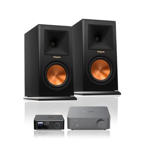 Wzmacniacz WIIM Vibelink Amp Ciemnoszary + Streamer odtwarzacz sieciowy WIIM Ultra Szary + Kolumna głośnikowa KLIPSCH RP-160M Heban (2 szt.)