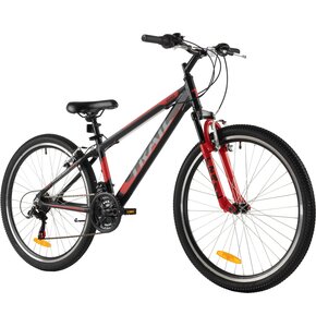 Rower młodzieżowy TRAIL 600 Stal 26 cali dla chłopca Czarno-czerwony