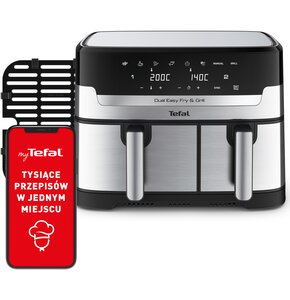 Air Fryer Frytkownica beztłuszczowa TEFAL Dual Easy Fry & Grill EY905D10 8.3l z podwójnym koszem i rusztem do grilla