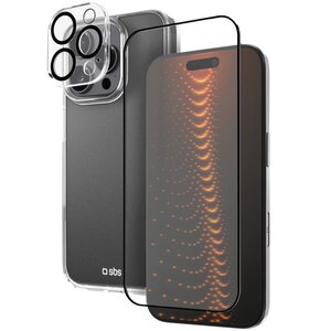 Etui SBS D3O 3w1 do Apple iPhone 16 Pro Max Przezroczysty + Szkło hartowane + Nakładka na obiektyw