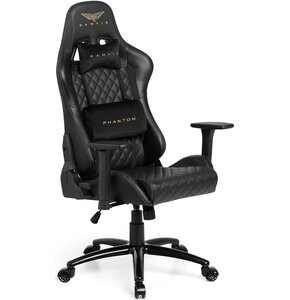Fotel GAMVIS Phantom Large Pikowany Czarny (złote elementy)